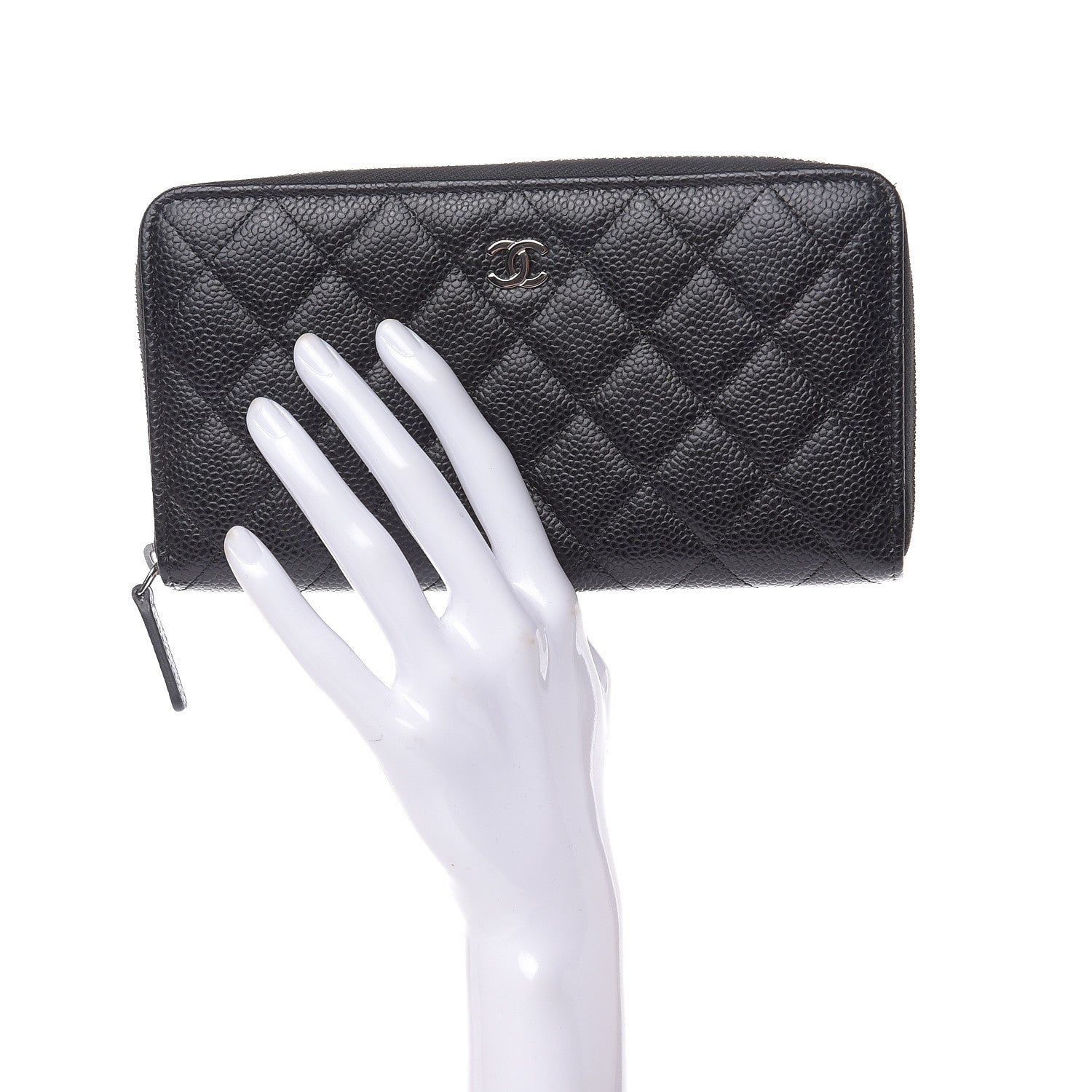 Chanel Caviar Quilted Large Gusset Zip Around Wallet Black 2 of 11