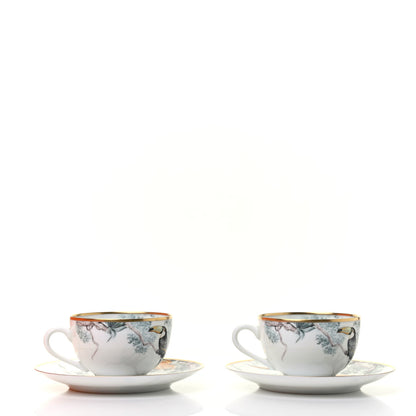 Hermes Porcelain Carnets d'Equateur Tea Cup and Saucer Set of 2 3 of 12