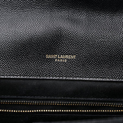Saint Laurent Grain De Poudre Textured Mixed Matelasse Large Triquilt Monogram Satchel Black 6 of 19
