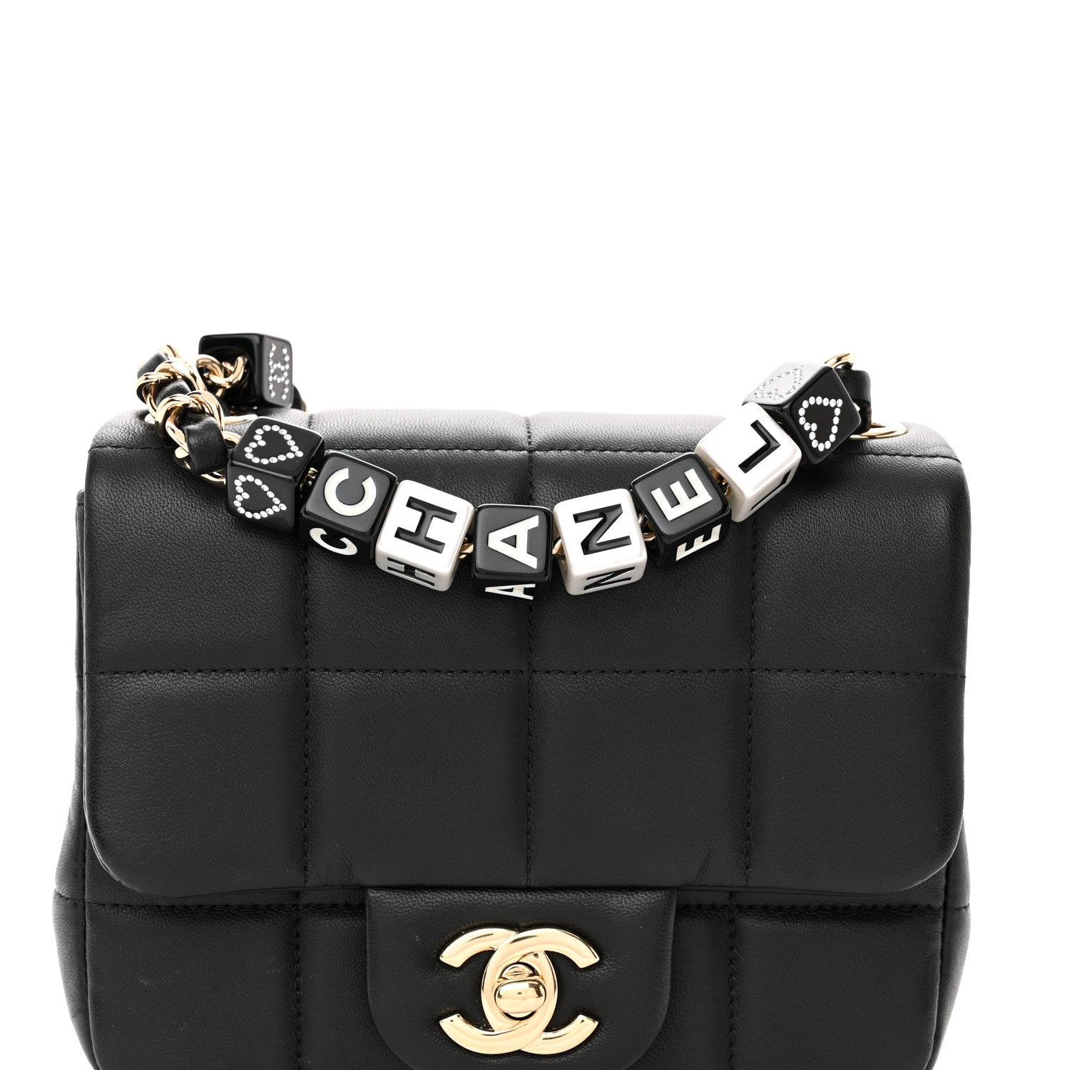 Chanel Lambskin Resin Crystal Square Quilted Mini Monacoco Flap Black 8 of 12