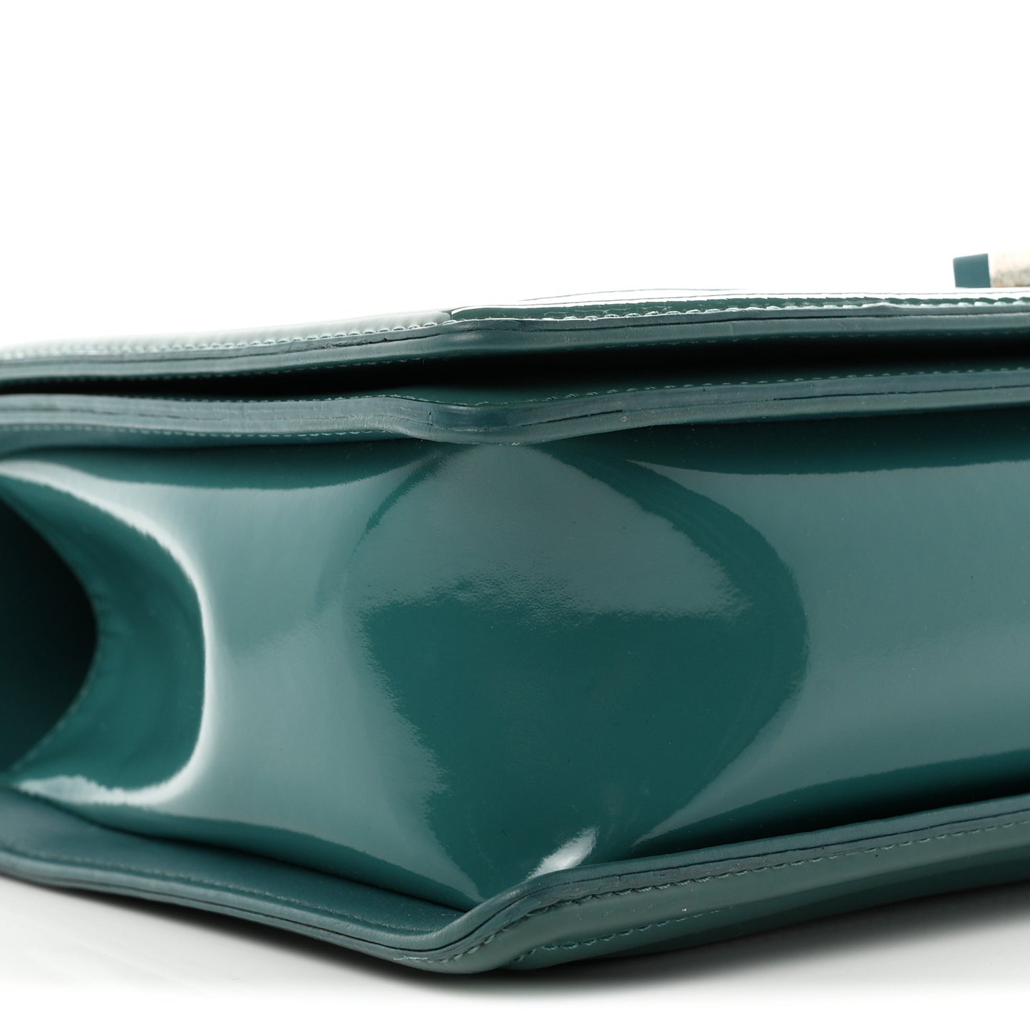 Patent Calfskin Quilted New Medium Plexiglass Boy Flap Turquoise
