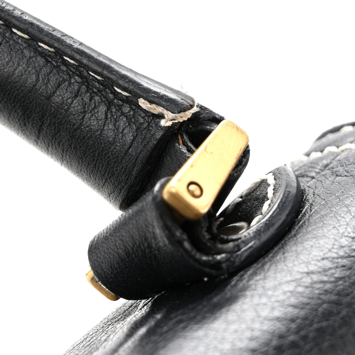 Calfskin Saddle Top Handle Satchel Black