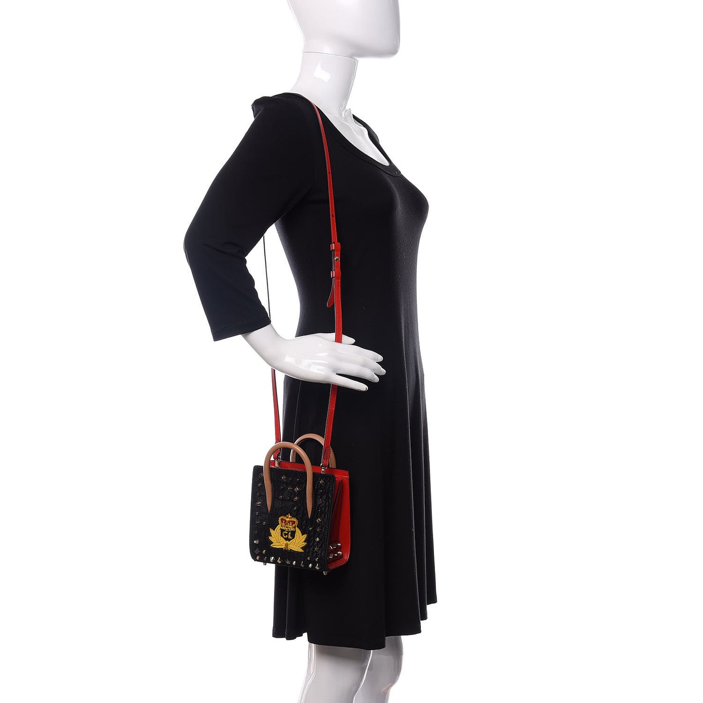 Calf Hair Calfskin Studded Nano Paloma Black