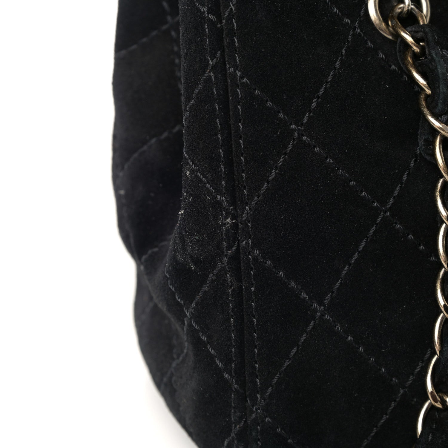 Chanel Suede Stitched Single Flap Black 14 of 16