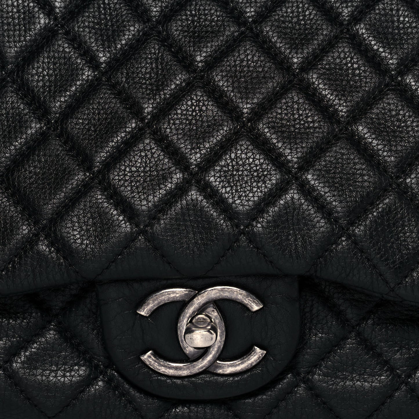 Calfskin Quilted XXL Travel Flap Bag Black