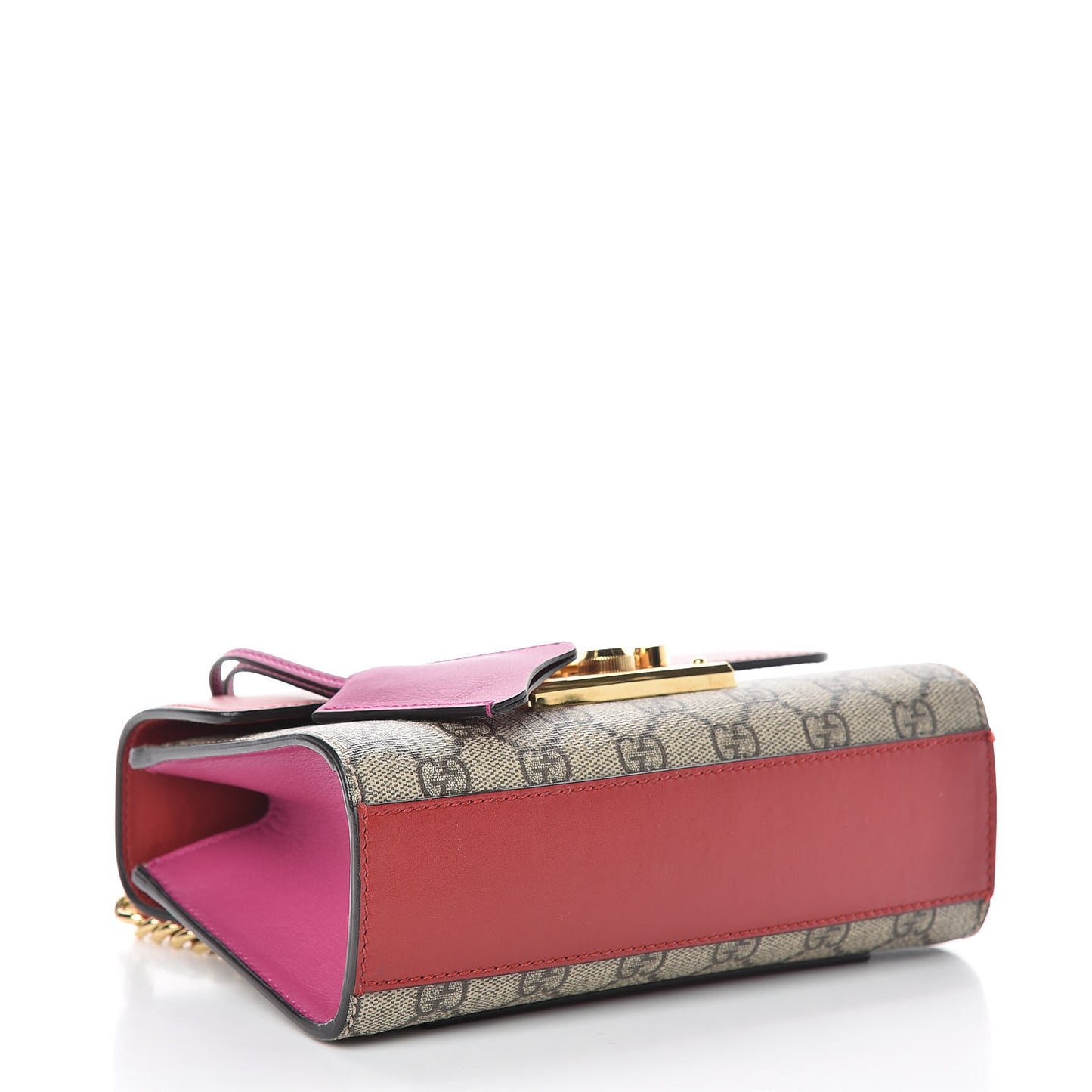 GG Supreme Monogram Calfskin Small Padlock Shoulder Bag Beige Hibiscus Red New Rosette