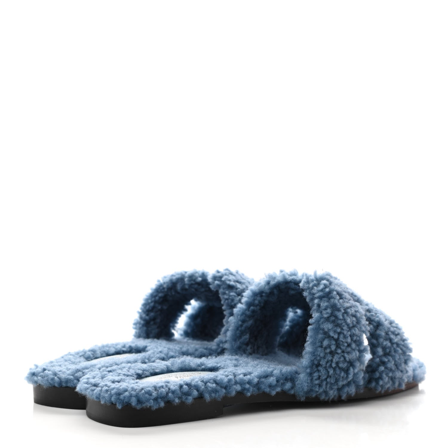 Hermes Woolskin Oran Sandals 38.5 Bleu 4 of 8