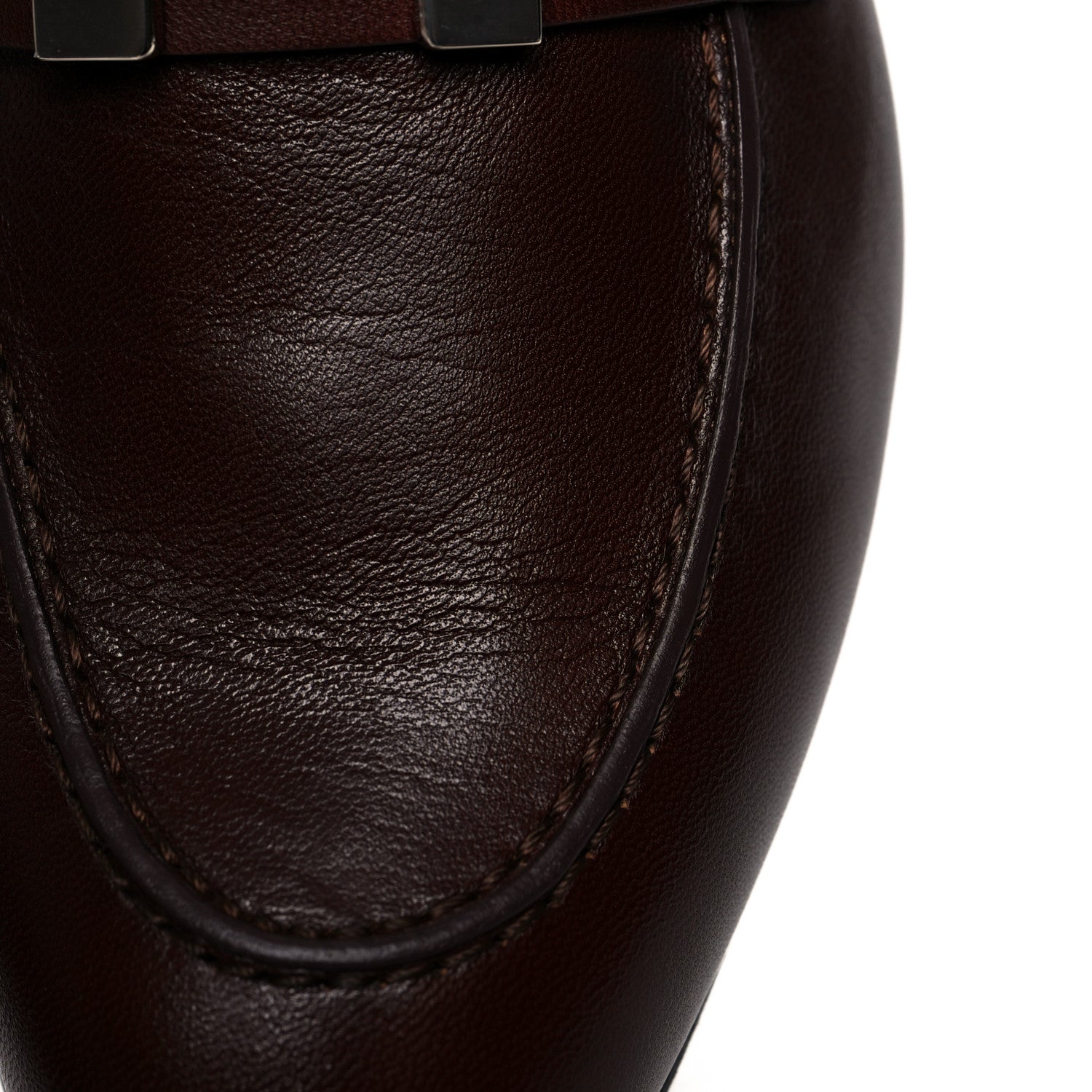 Hermes Goatskin Mens Paris Loafers 41 Marron Acajou 9 of 11