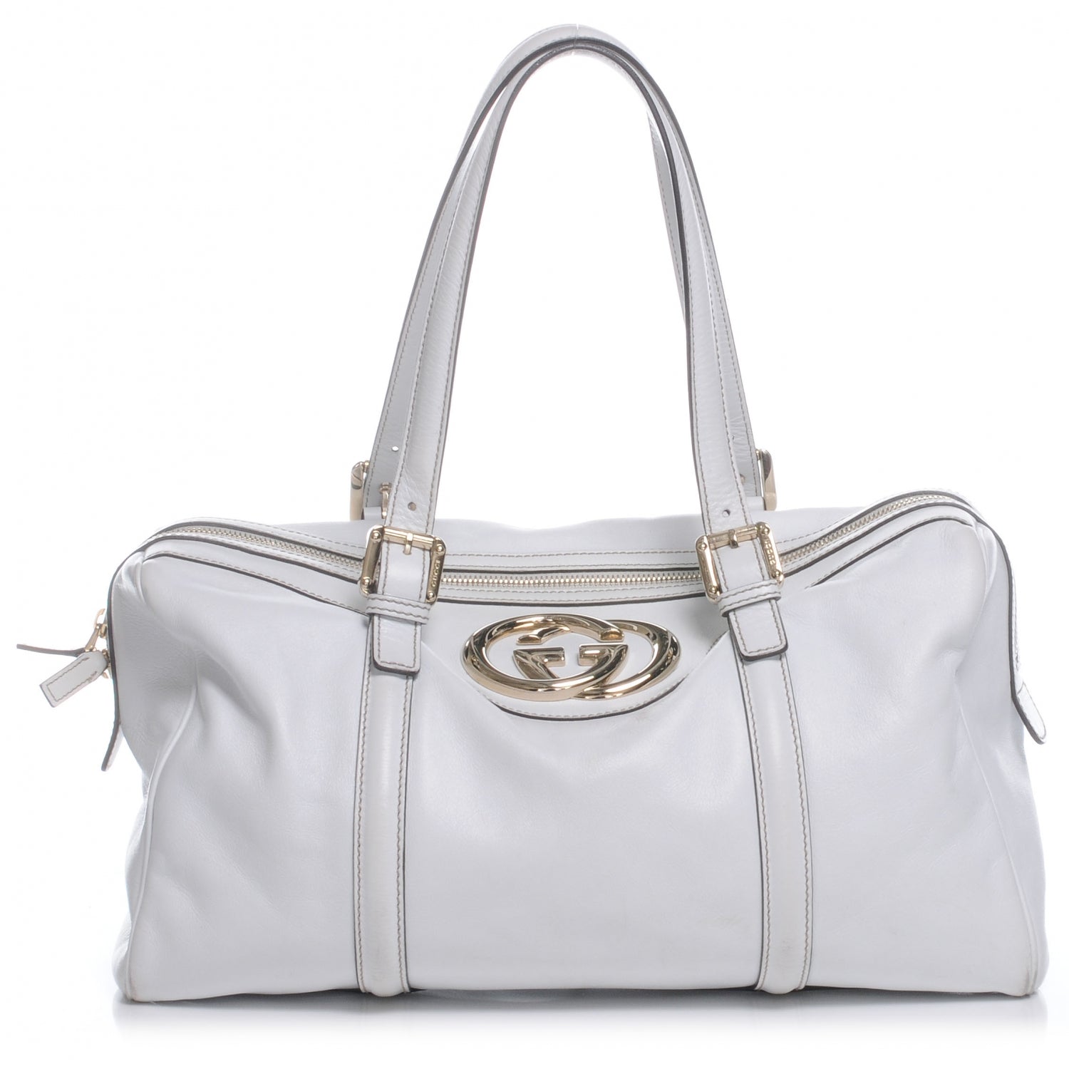 Gucci Leather Britt Large Boston White 1 of 7