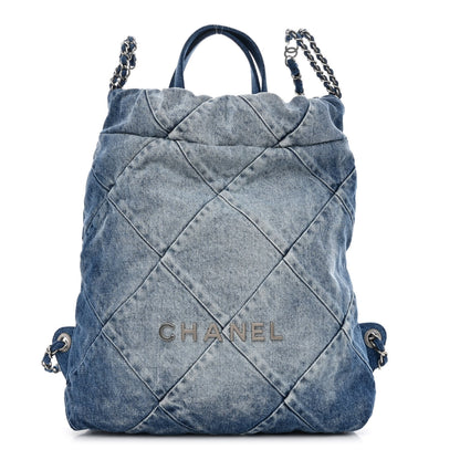 Chanel Denim Quilted Chanel 22 Backpack Blue 1 of 10