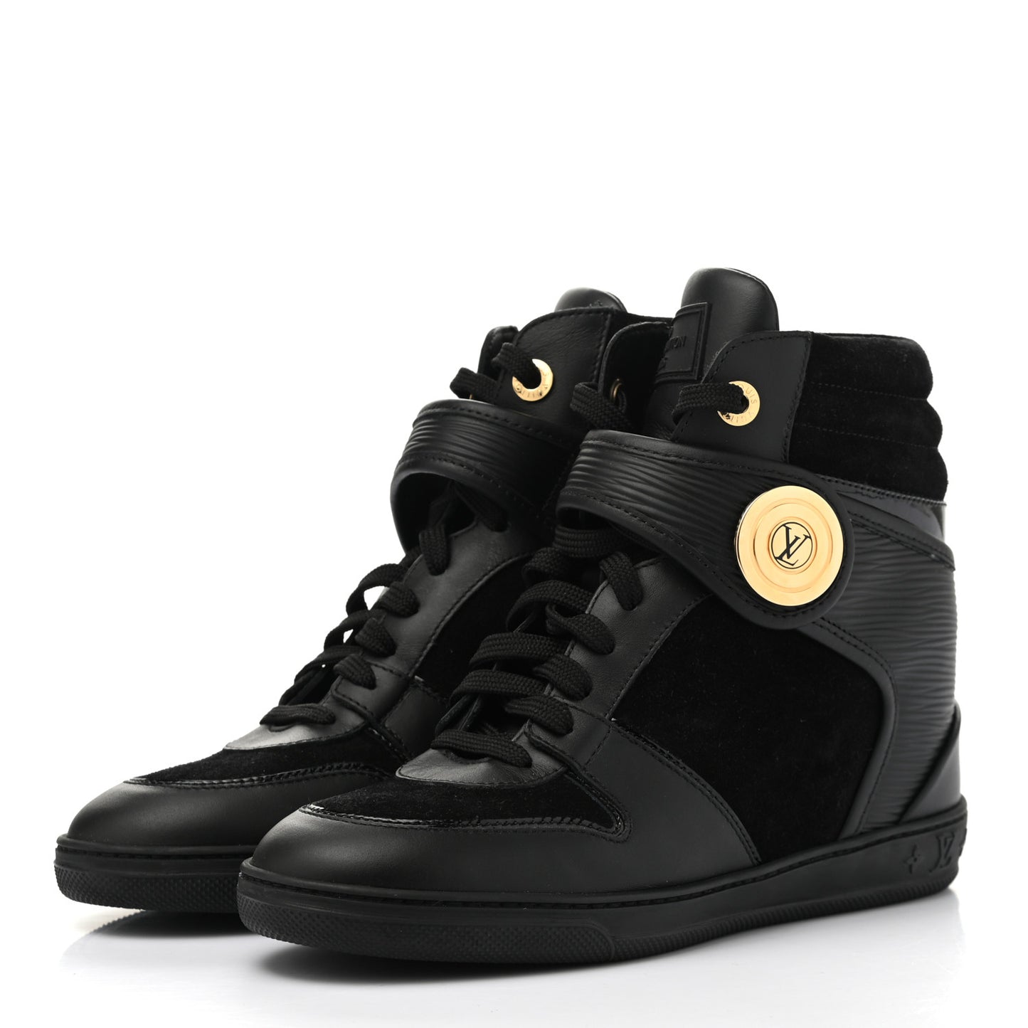 Epi Suede Postmark Wedge Sneakers 36.5 Black