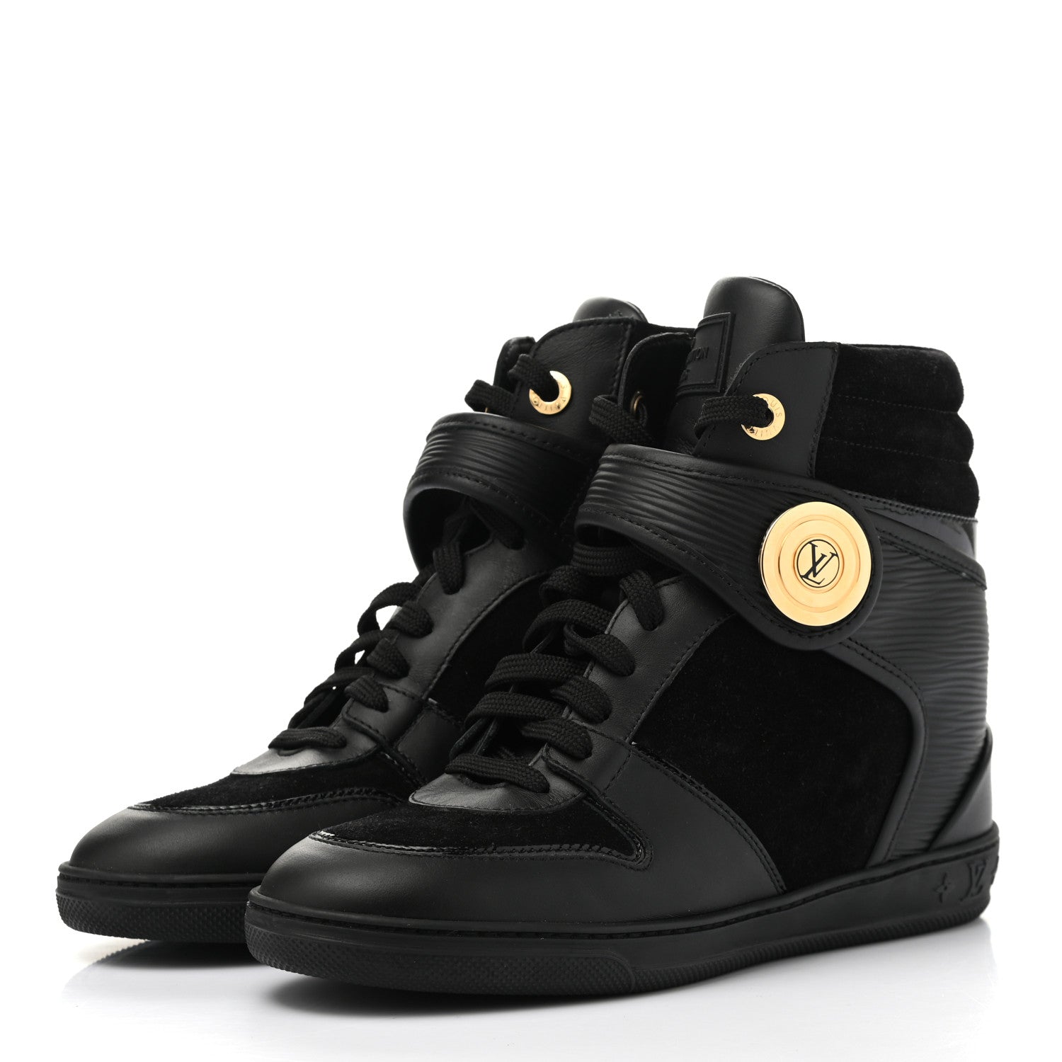 Louis Vuitton Epi Suede Postmark Wedge Sneakers 36.5 Black 3 of 9