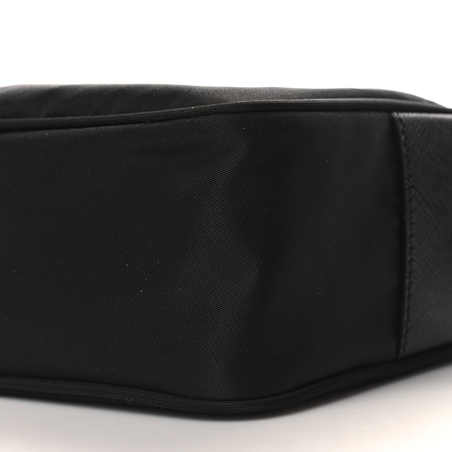 Re-Nylon Vela Saffiano Pocket Double Zip Shoulder Bag Black