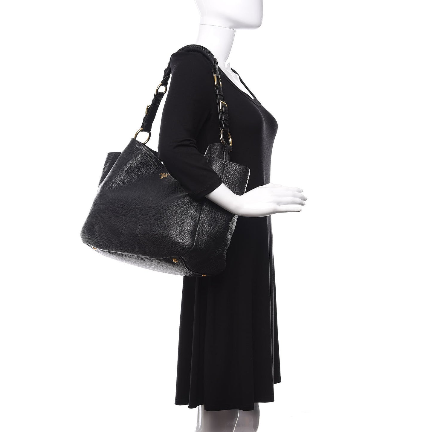 Vitello Daino Side Pocket Hobo Black