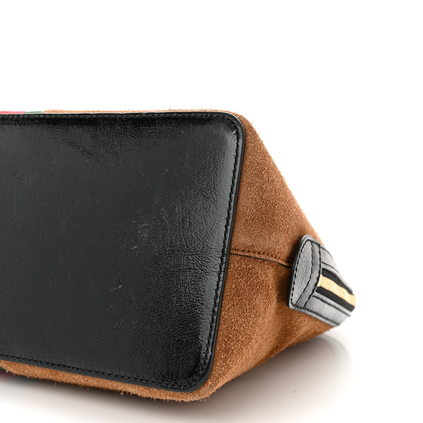 Suede Patent Web Medium Ophidia Top Handle Dome Bag Nocciola Black