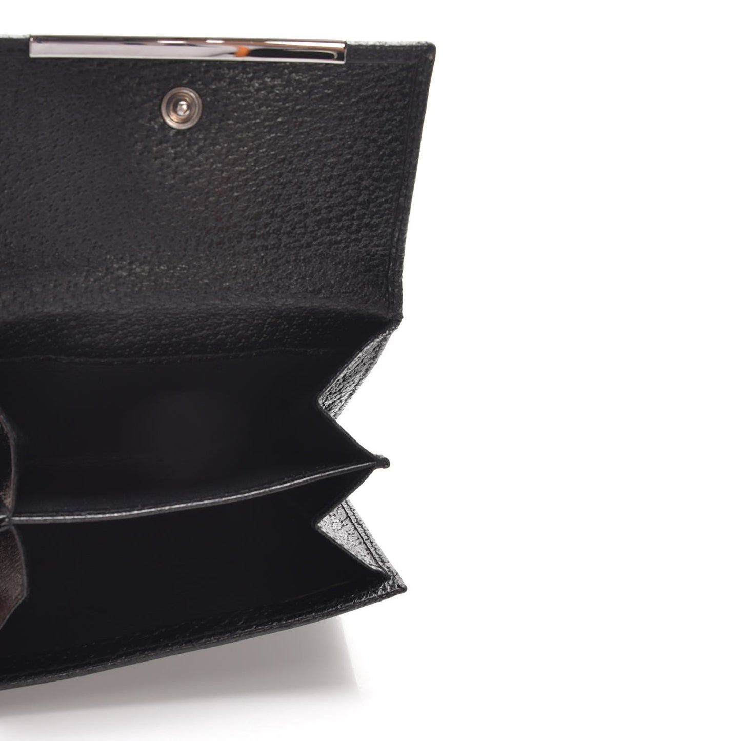 Monogram Textured Calfskin Metal Bar French Flap Wallet Black