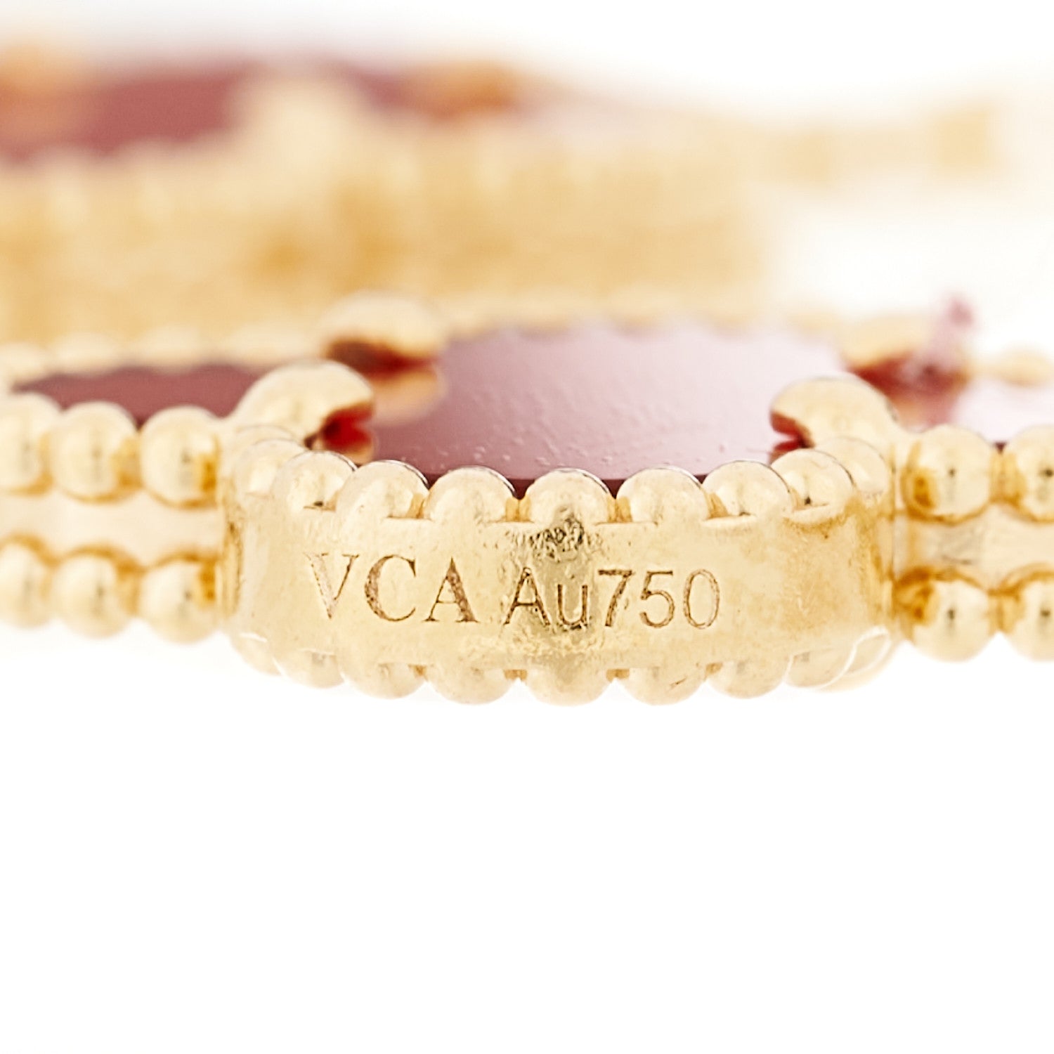 Van Cleef & Arpels 18K Yellow Gold Carnelian 5 Motifs Vintage Alhambra Bracelet 4 of 6
