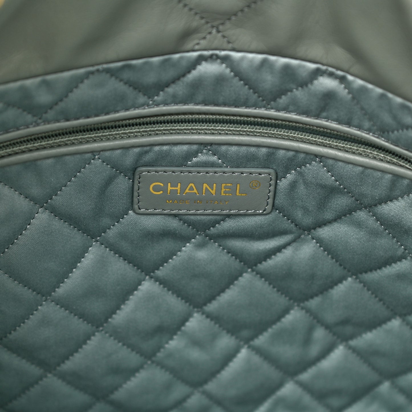Shiny Calfskin Quilted Chanel 22 Light Blue