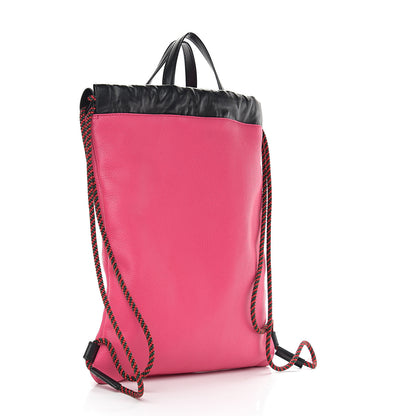 Gucci Grained Calfskin Logo Drawstring Backpack Box Pink Green Black 2 of 10