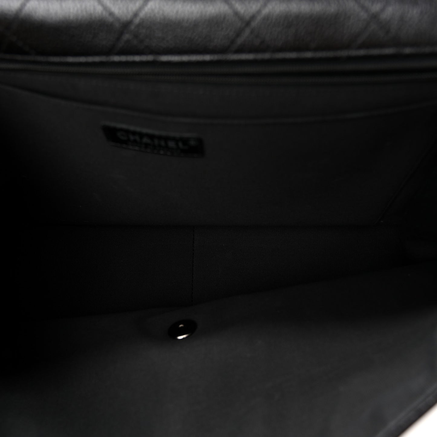Grained Calfskin Quilted XXL Travel Flap Bag Black