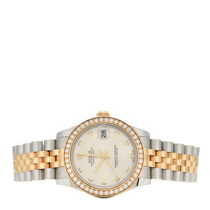 Rolex Stainless Steel 18K Yellow Gold Diamond 31mm Oyster Perpetual Datejust Watch Silver 178383 2 of 5