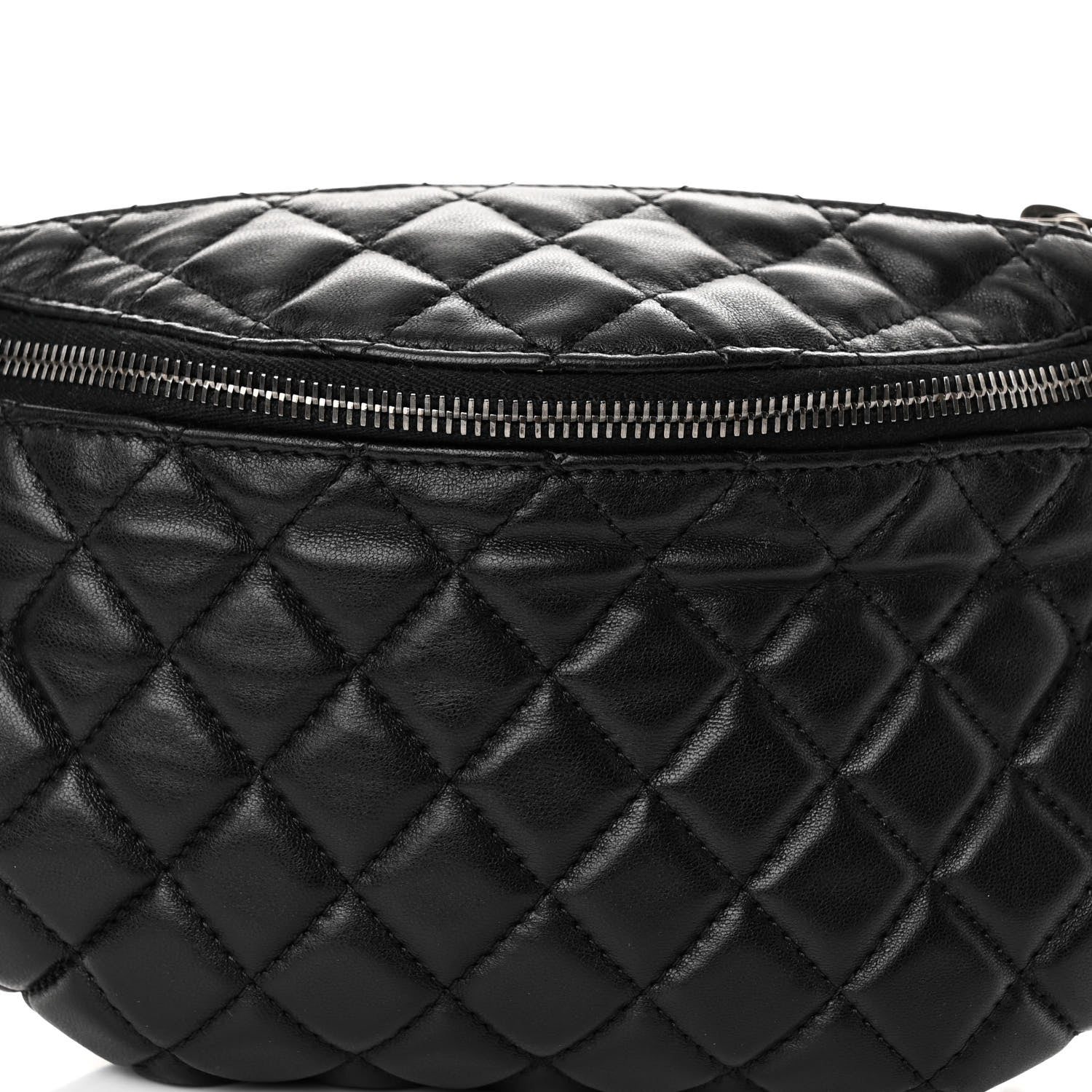 Chanel Lambskin Quilted Banane Waist Bag Fanny Pack Black 8 of 10