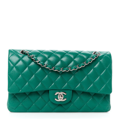 Chanel Caviar Quilted Medium Double Flap Green 1 of 11