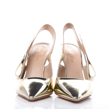 Christian Dior Metallic Calfskin Sweet D Sling-Back Pumps 39 Stardust Gold 2 of 10