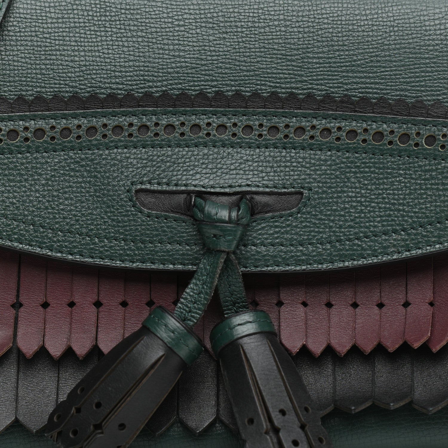Burberry Grainy Calfskin Broguing Tassel Fringe Small Macken Crossbody Bag Multicolor 9 of 15