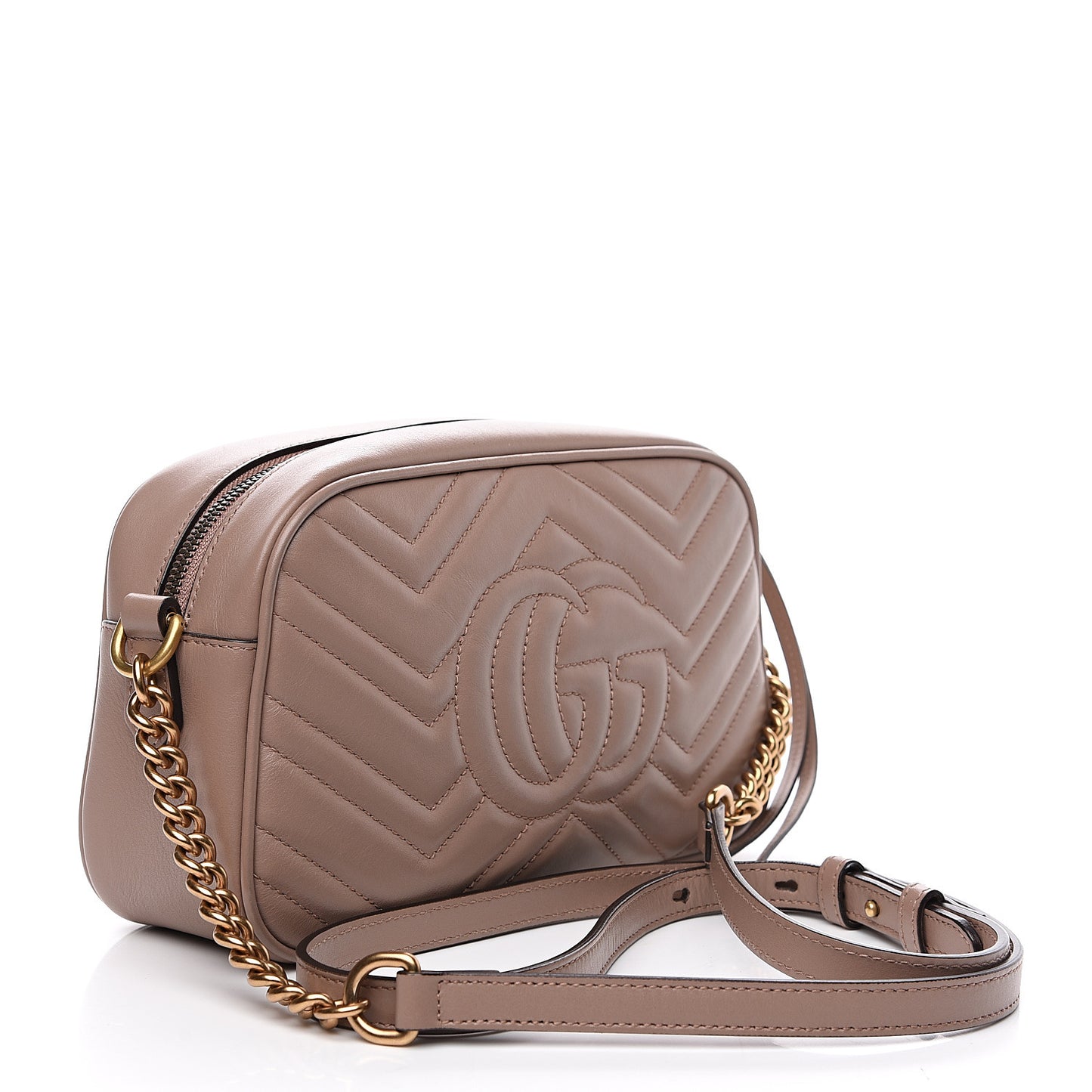 Calfskin Matelasse Small GG Marmont Chain Shoulder Bag Porcelain Rose