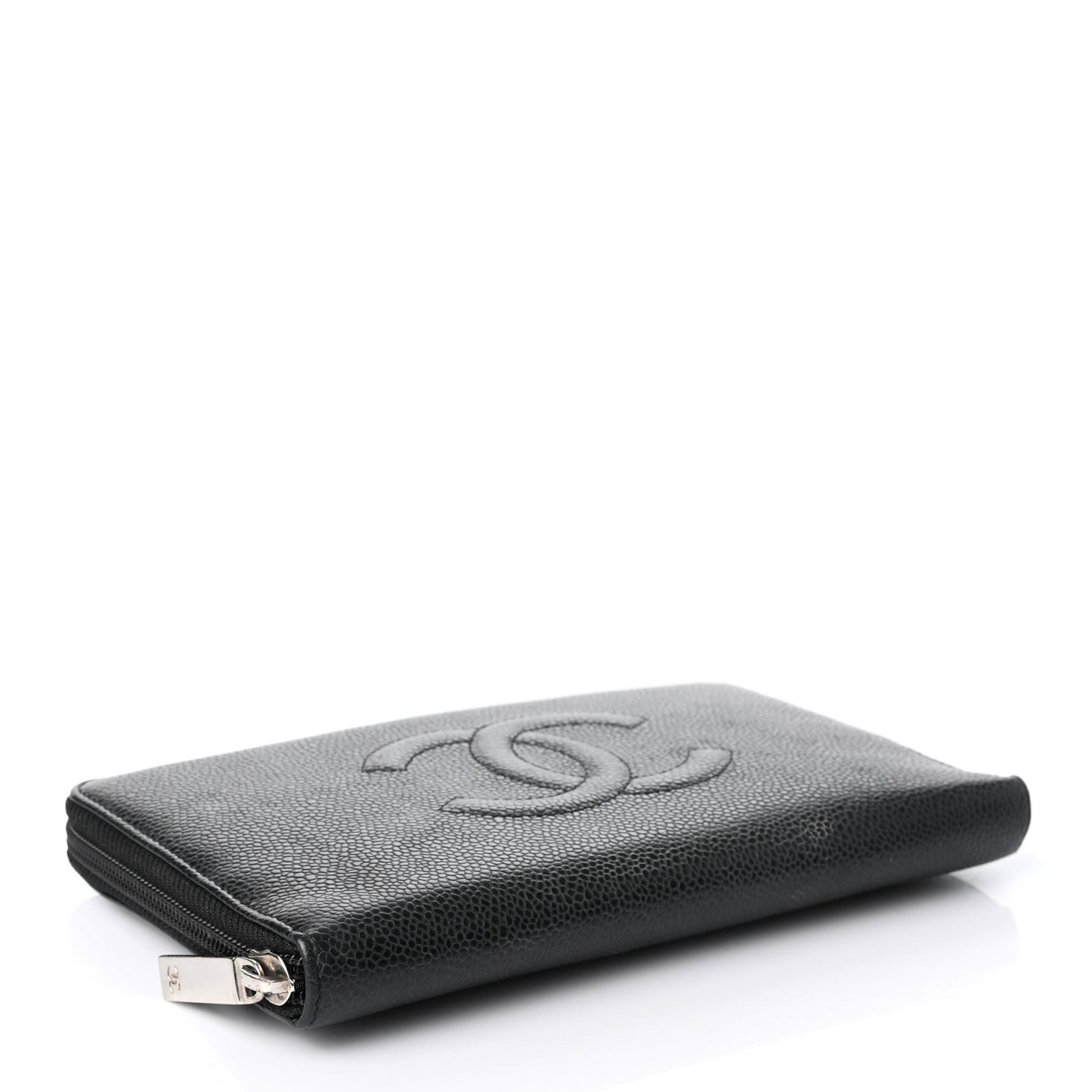Caviar Large Timeless CC Zip Around Organizer Wallet Black