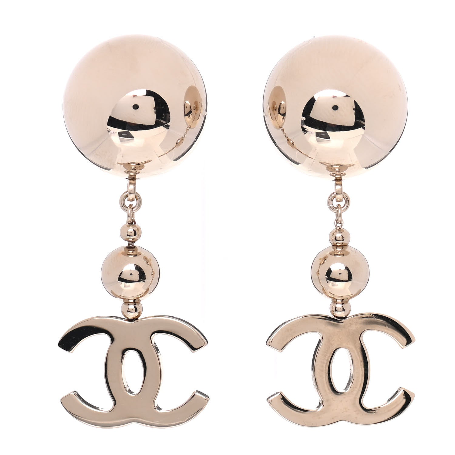 Chanel Metal CC Drop Earrings Gold 1 of 5