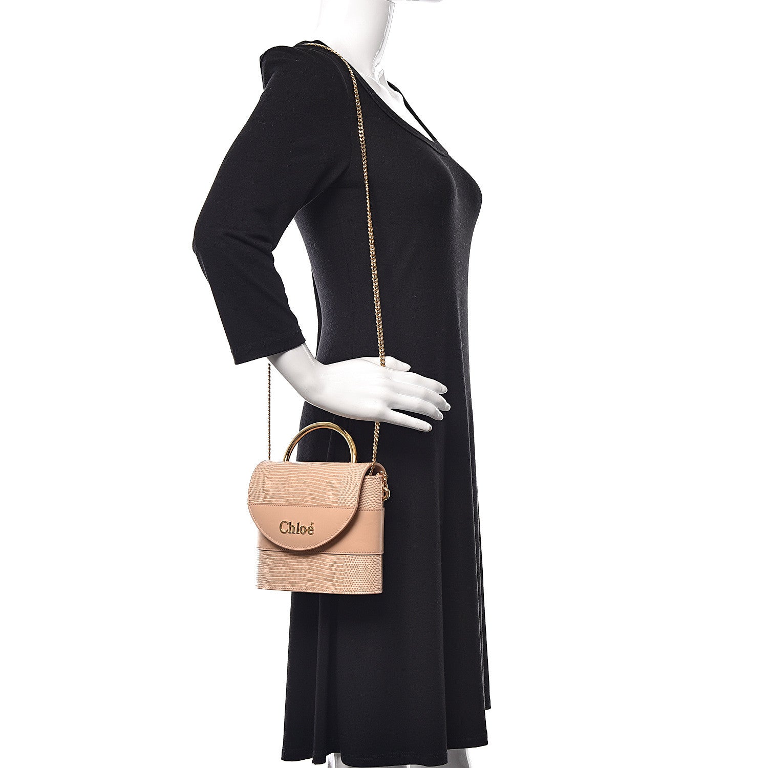 Chloe Calfskin Lizard Embossed Small Aby Lock Delicate Pink 2 of 9