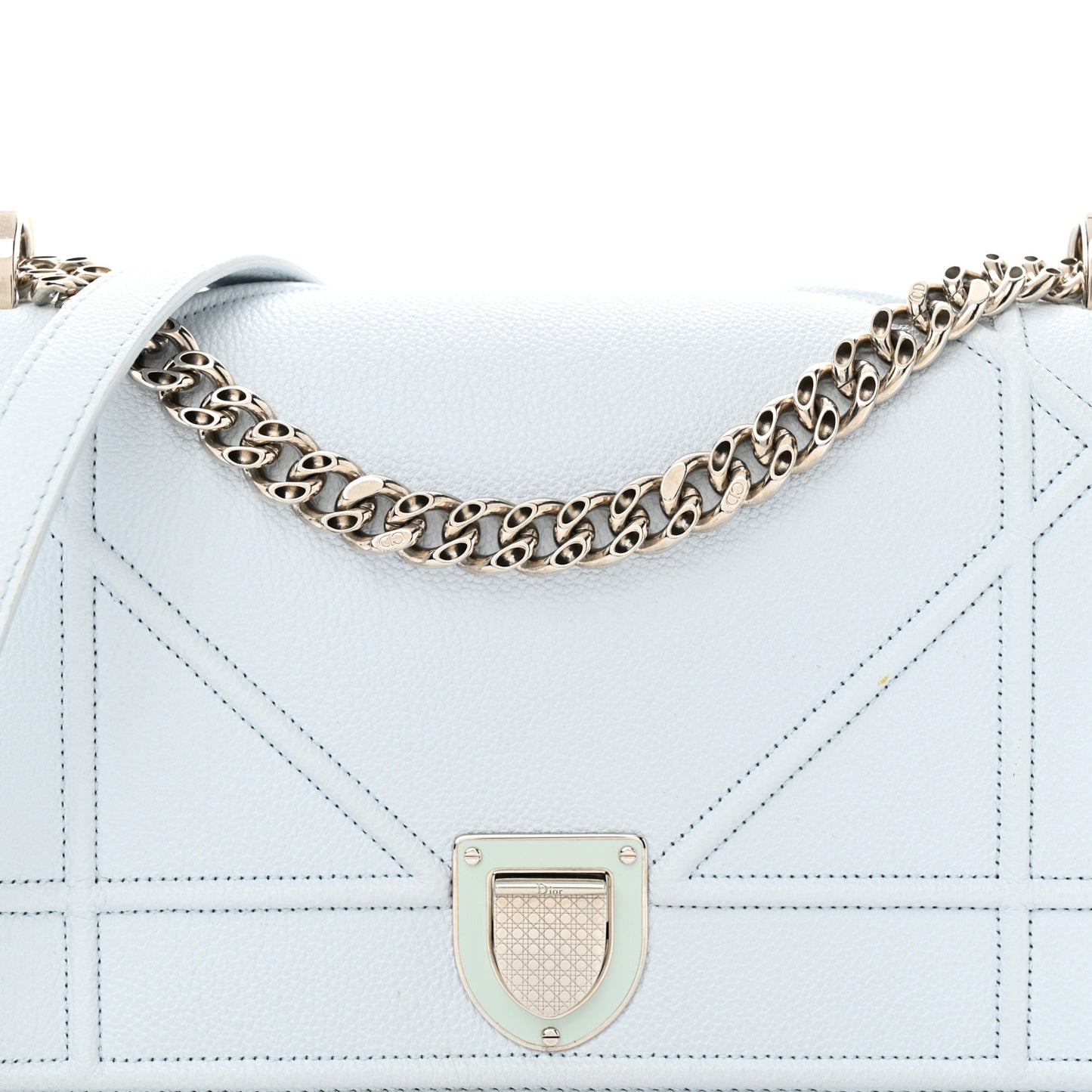 Grained Calfskin Medium Diorama Flap Bag Light Blue