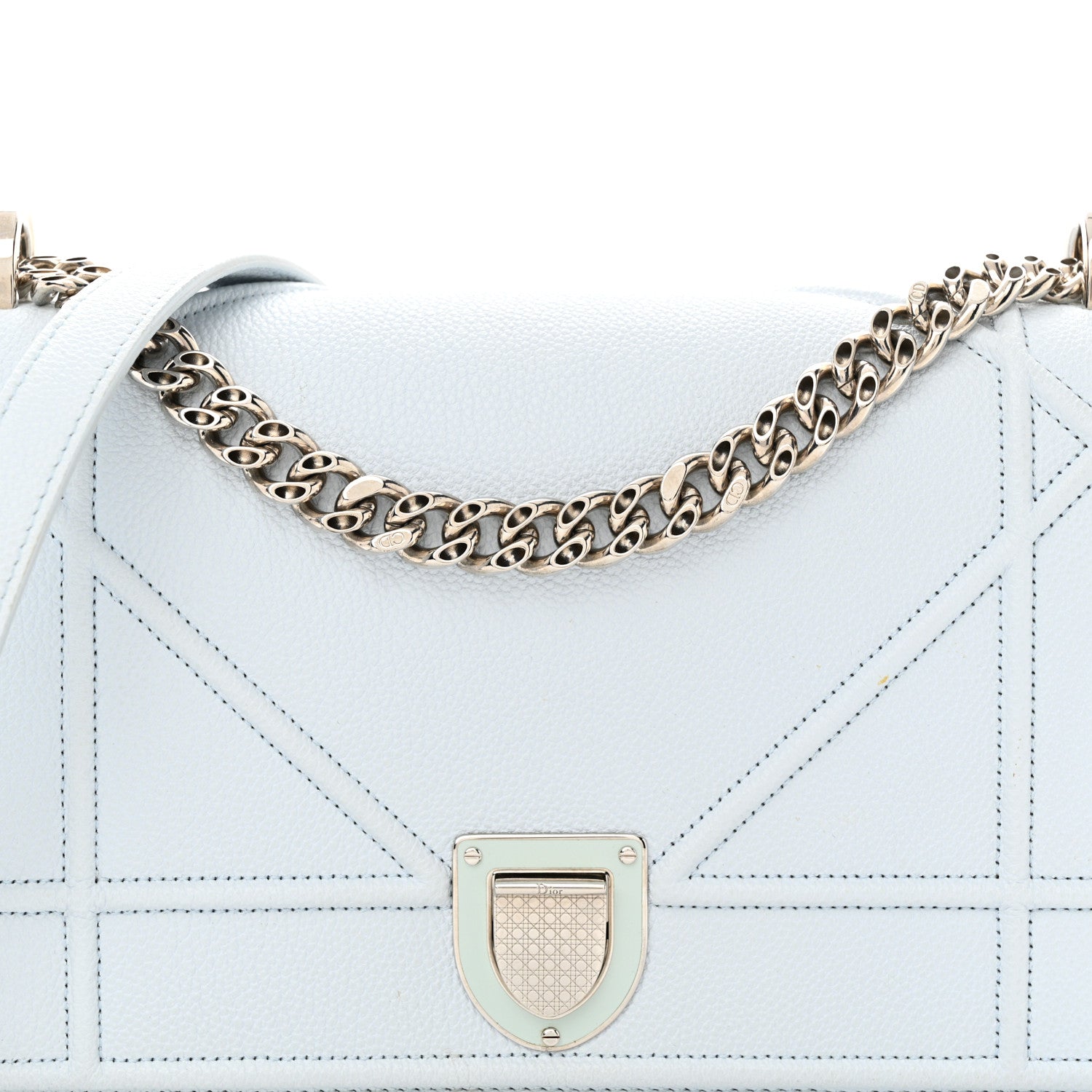 Christian Dior Grained Calfskin Medium Diorama Flap Bag Light Blue 7 of 15