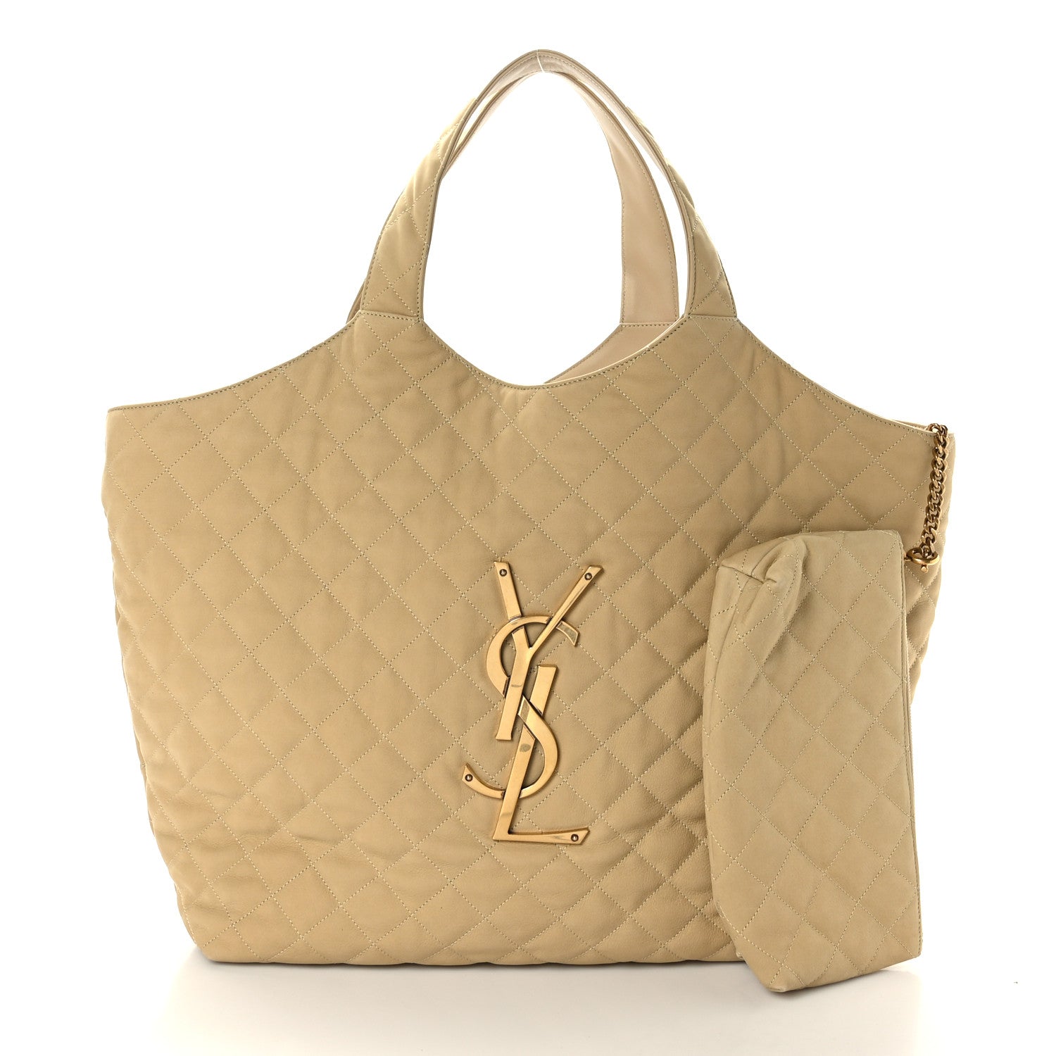 Saint Laurent Nubuck Suede Quilted Maxi Icare Shopping Tote Beige 3 of 10
