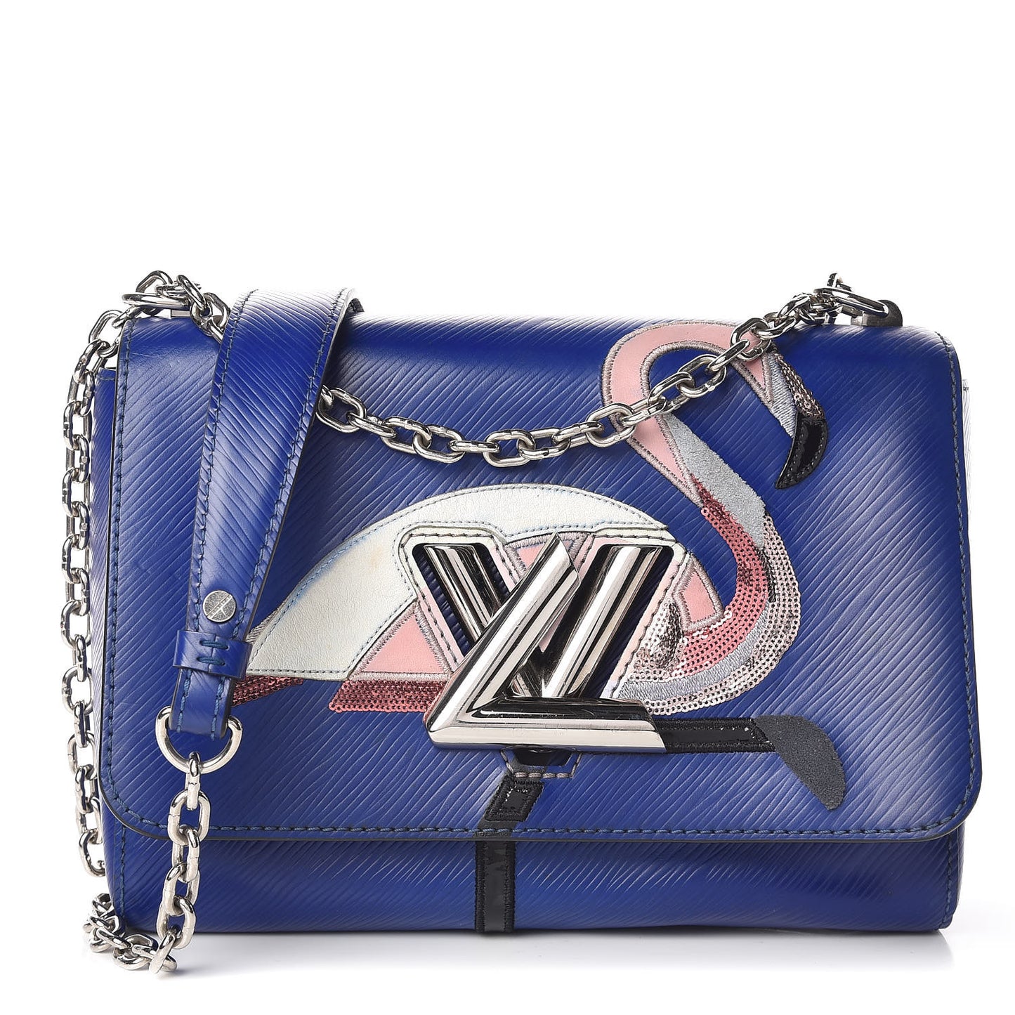 Epi Flamingo Twist Shoulder Bag MM Blue