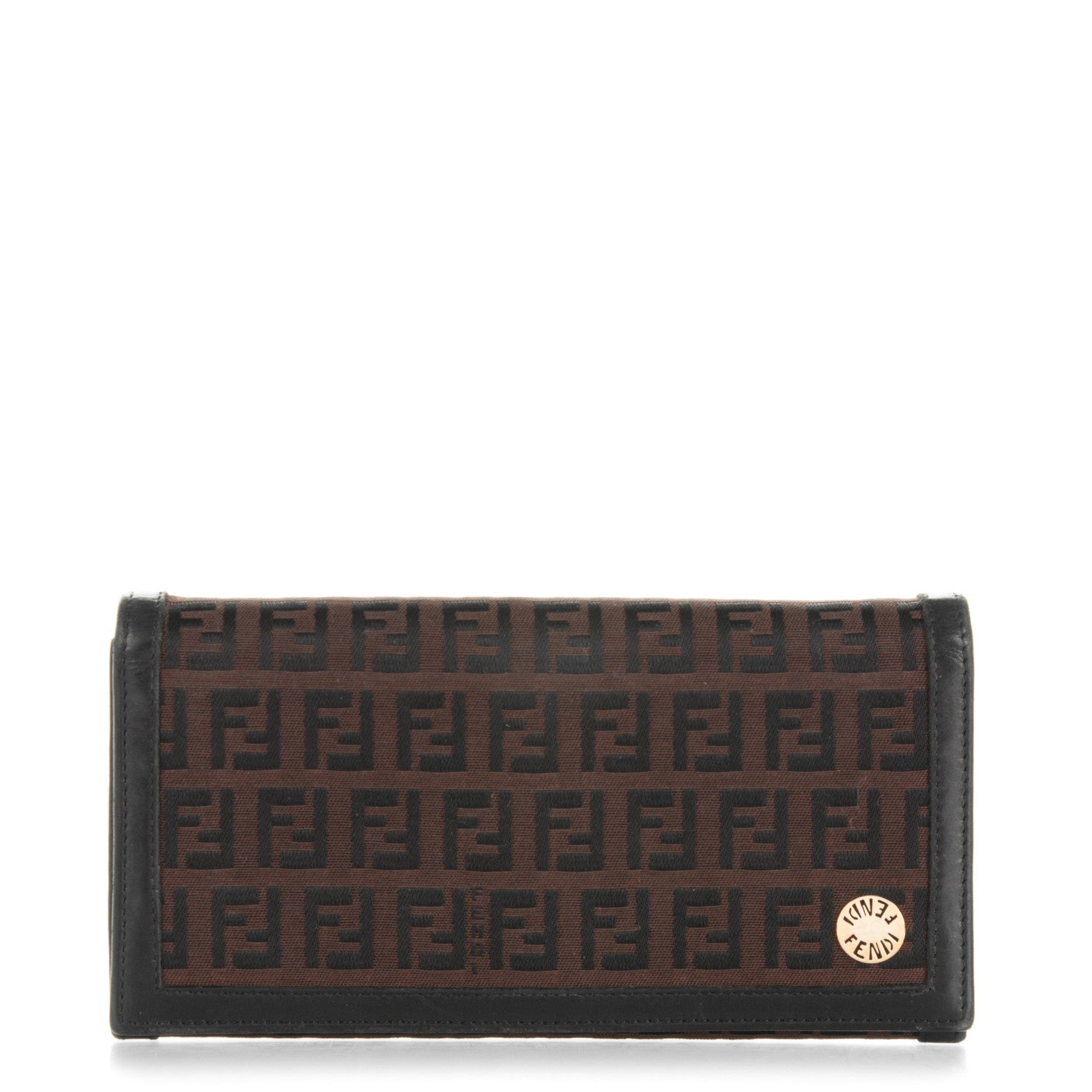 Fendi Zucchino Cuoio Continental Wallet Black Moro 1 of 8