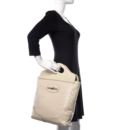 Gucci Guccissima Large Punch Top Handle Tote Off White 2 of 10