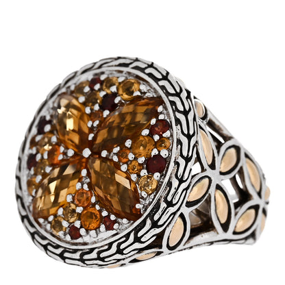 John Hardy Sterling Silver 18K Yellow Gold Citrine Garnet Batu Kawung Ring 52 6 3 of 5