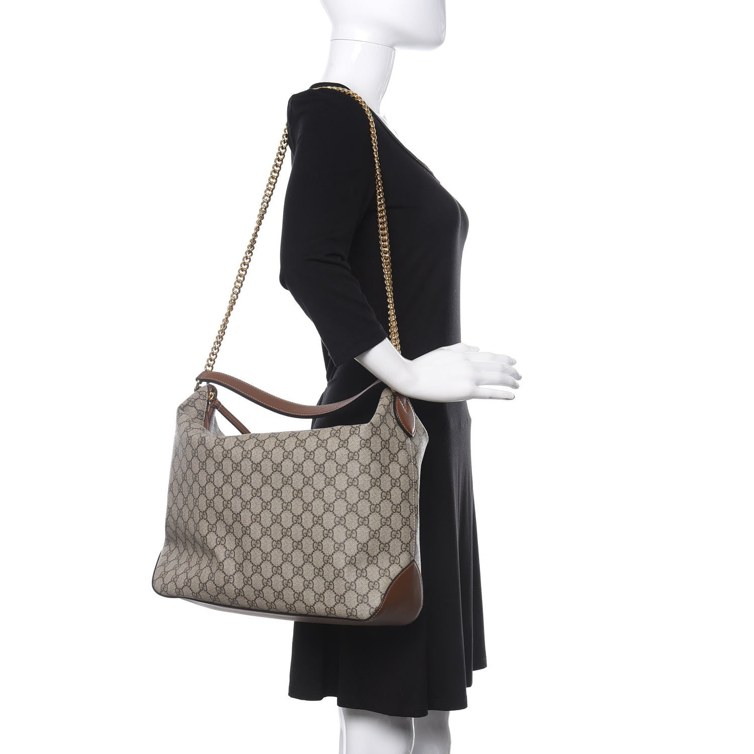Gucci GG Supreme Monogram Large Linea A Hobo Light Brown 2 of 12