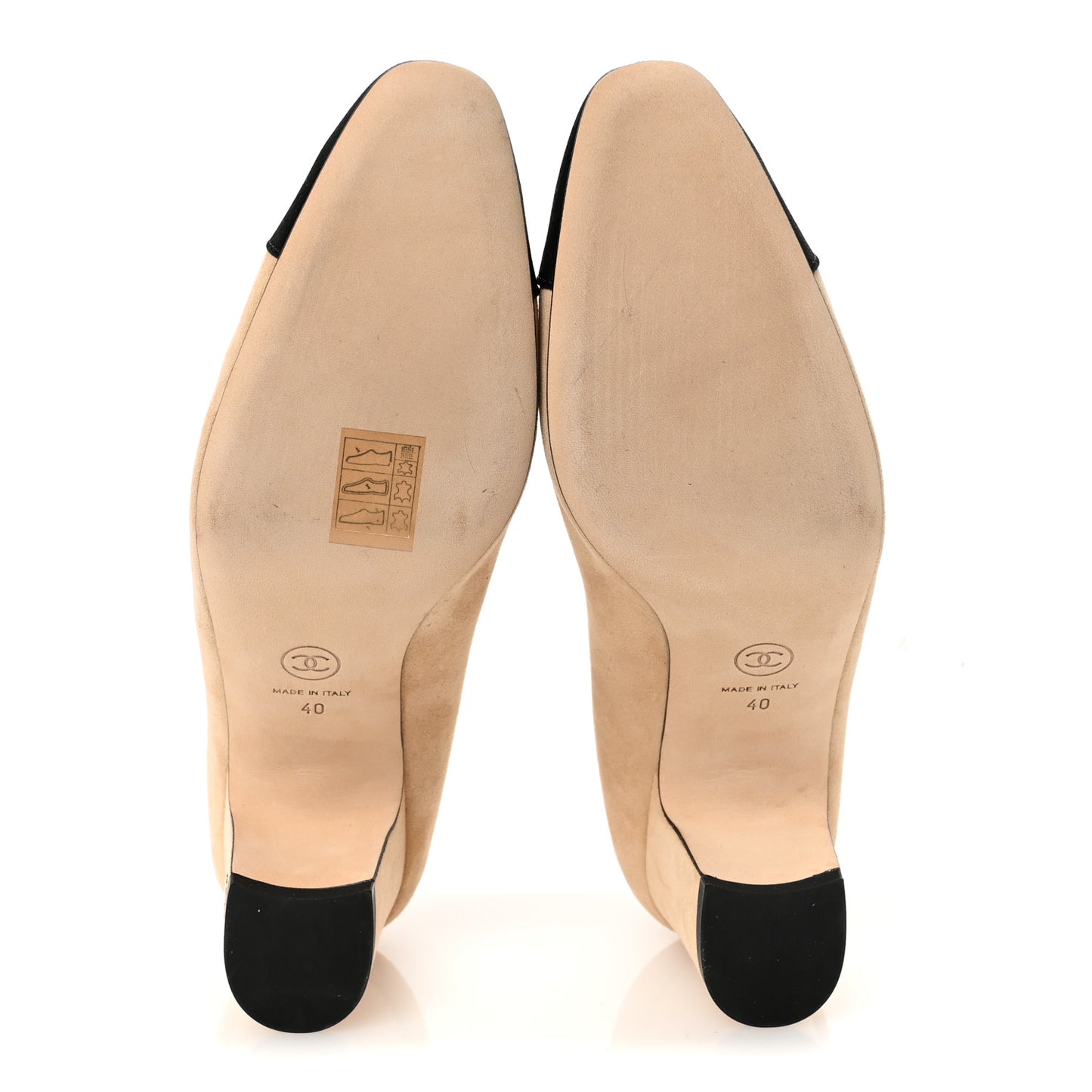 Suede Satin Cap Toe Low Heel Pumps 40 Beige Black