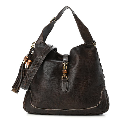 Gucci Calfskin Large New Jackie Shoulder Bag Dark Brown 1 of 9