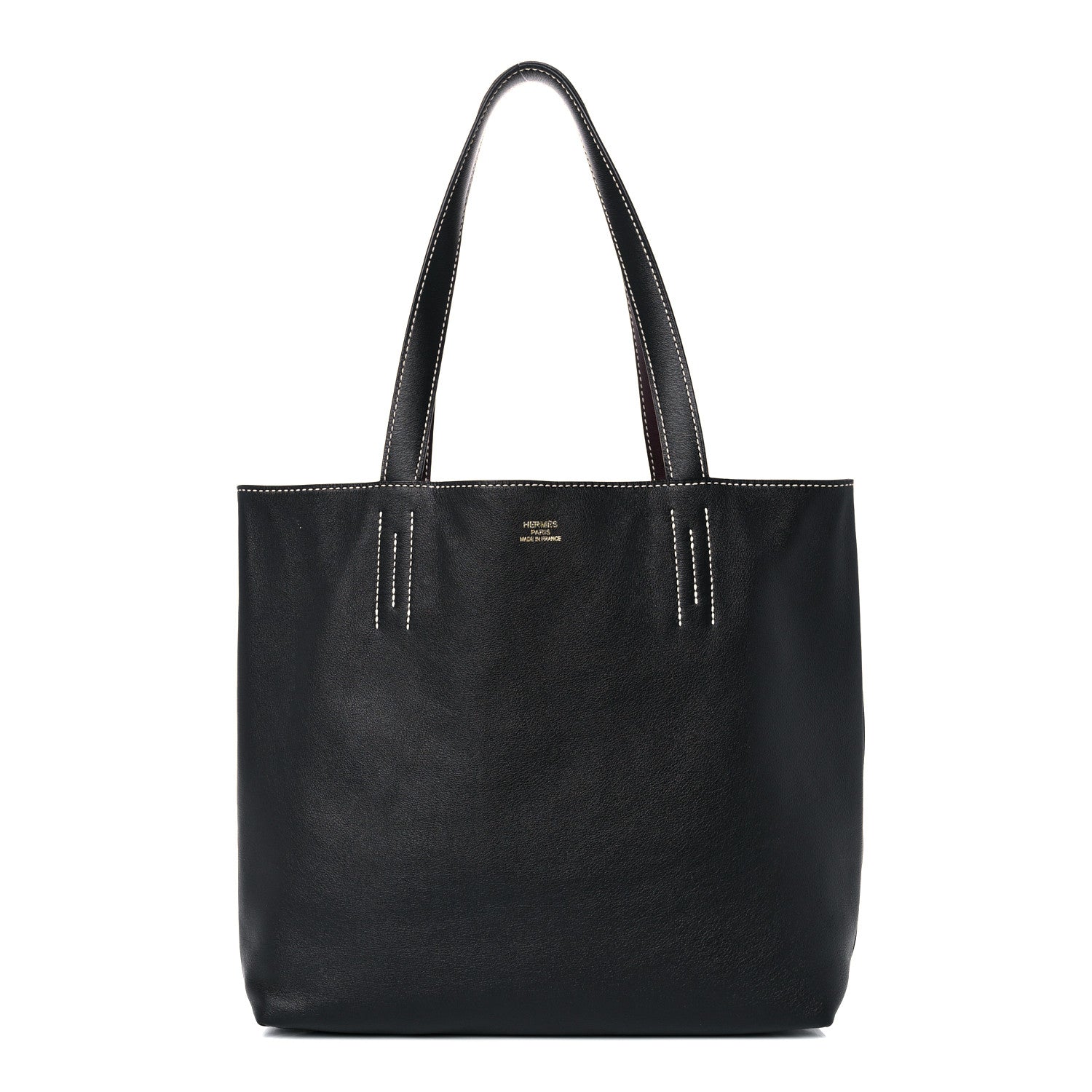 Hermes Veau Sikkim Double Sens 36 Reversible Tote Black Prune 1 of 15