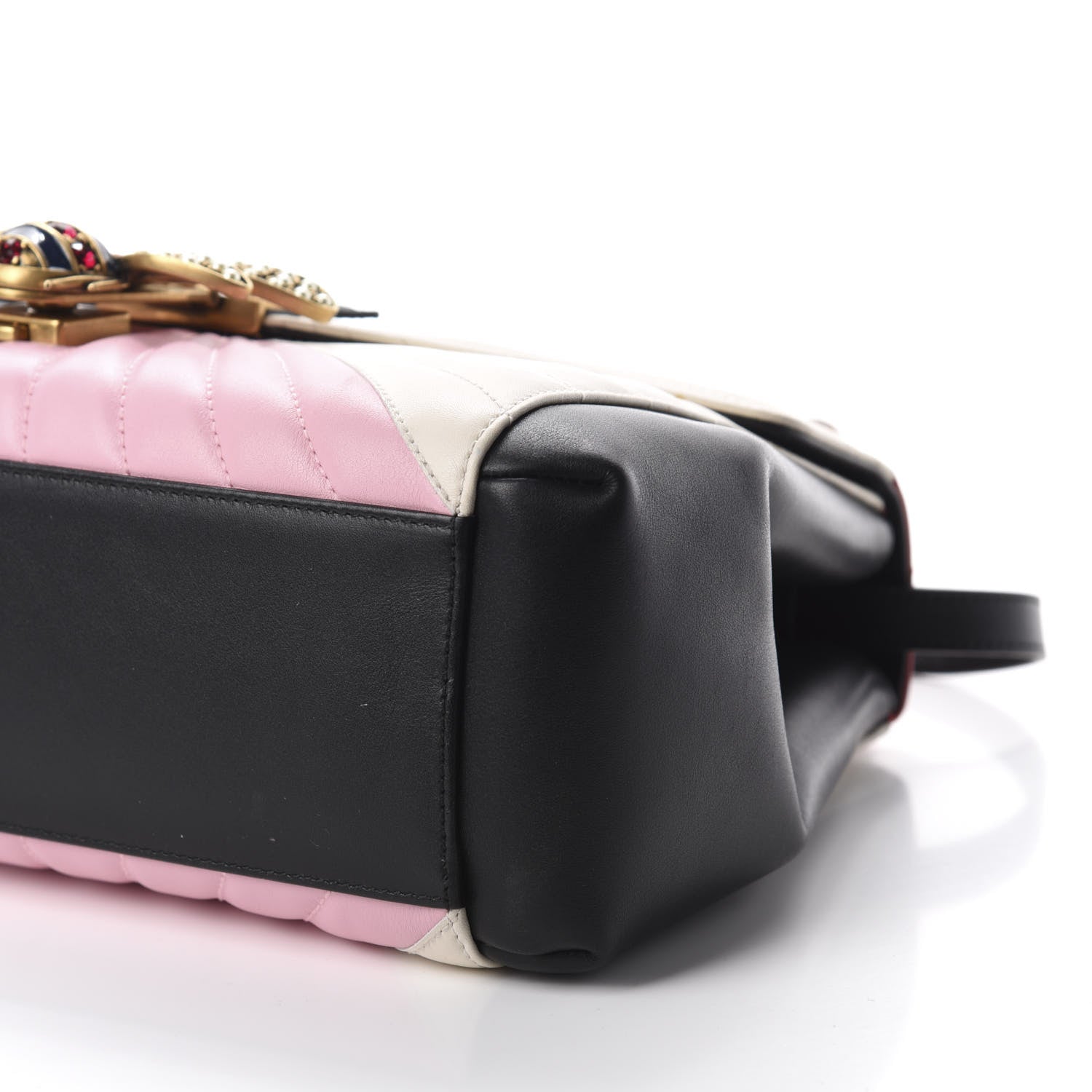 Gucci Calfskin Bamboo Trapuntata Queen Margaret Top Handle Bag Blue Agata Hibiscus Red Mystic White Sugar Pink 8 of 11