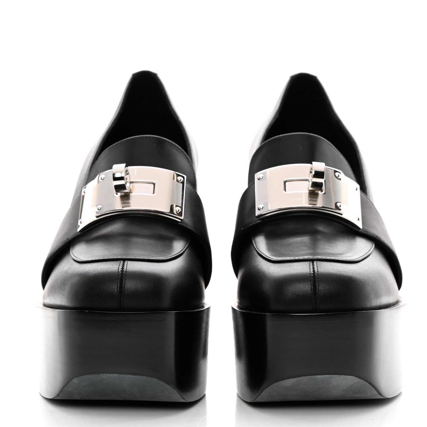 Hermes Calfskin Heel 70 Pumps 40 Black 2 of 8