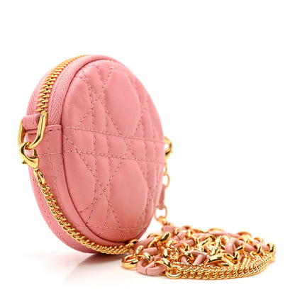 Christian Dior Lambskin Mini Cannage Round Caro Crossbody Pouch Peach Blossom Pink 2 of 8