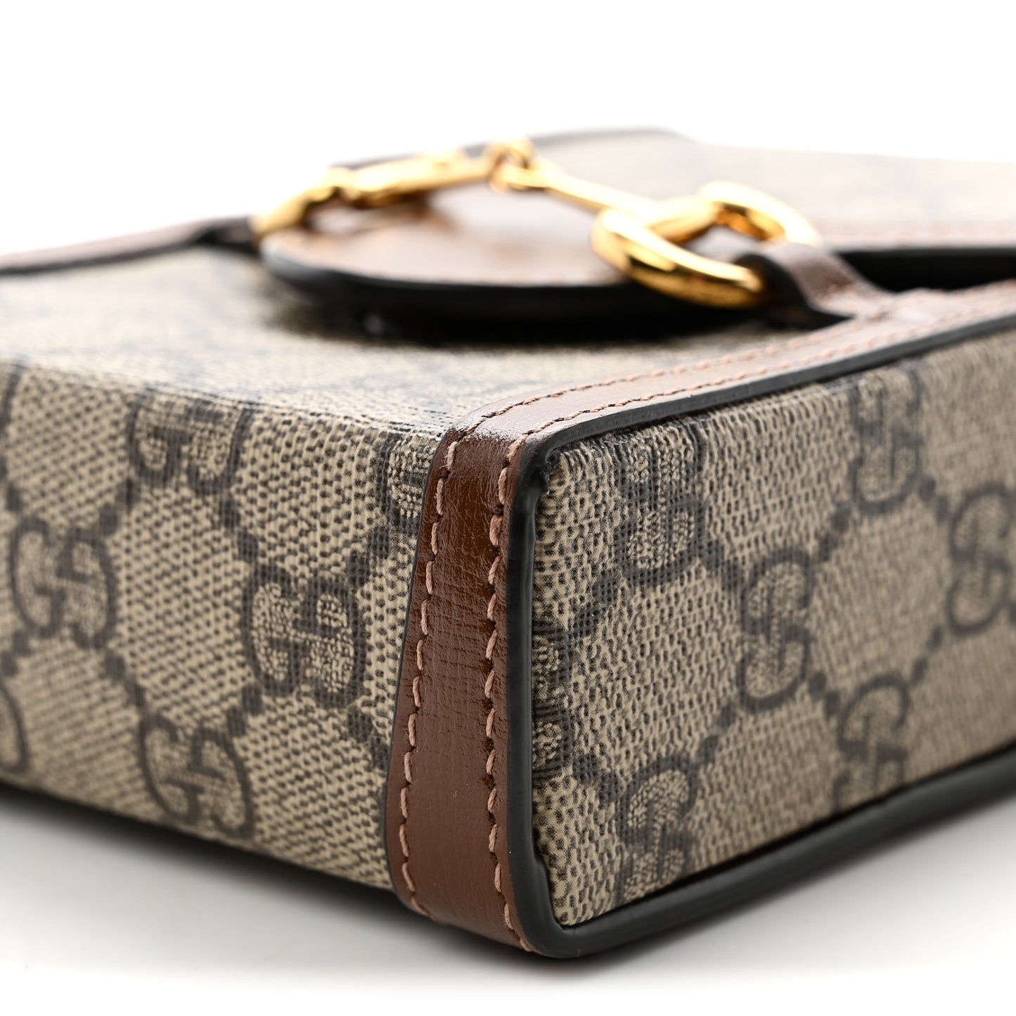 GG Supreme Monogram Mini Horsebit 1955 Crossbody Bag Beige Brown Sugar