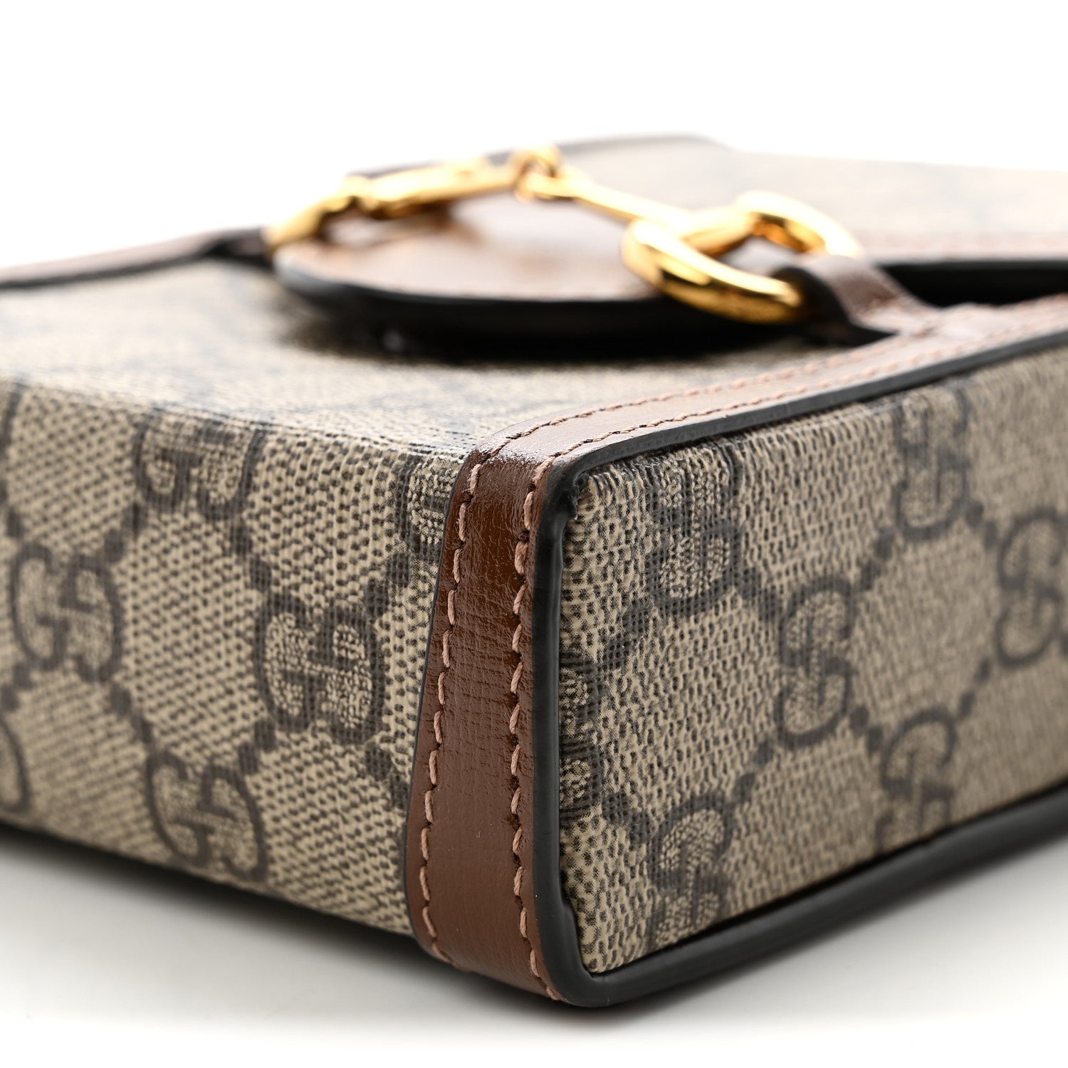 Gucci GG Supreme Monogram Mini Horsebit 1955 Crossbody Bag Beige Brown Sugar 10 of 10