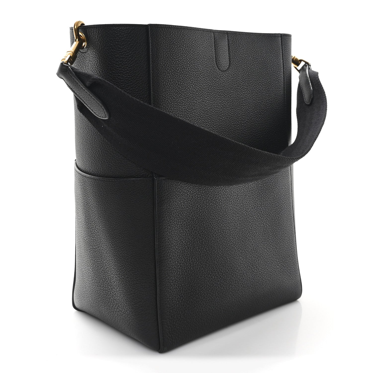 Celine Soft Grained Calfskin Sangle Bucket Bag Black 3 of 10